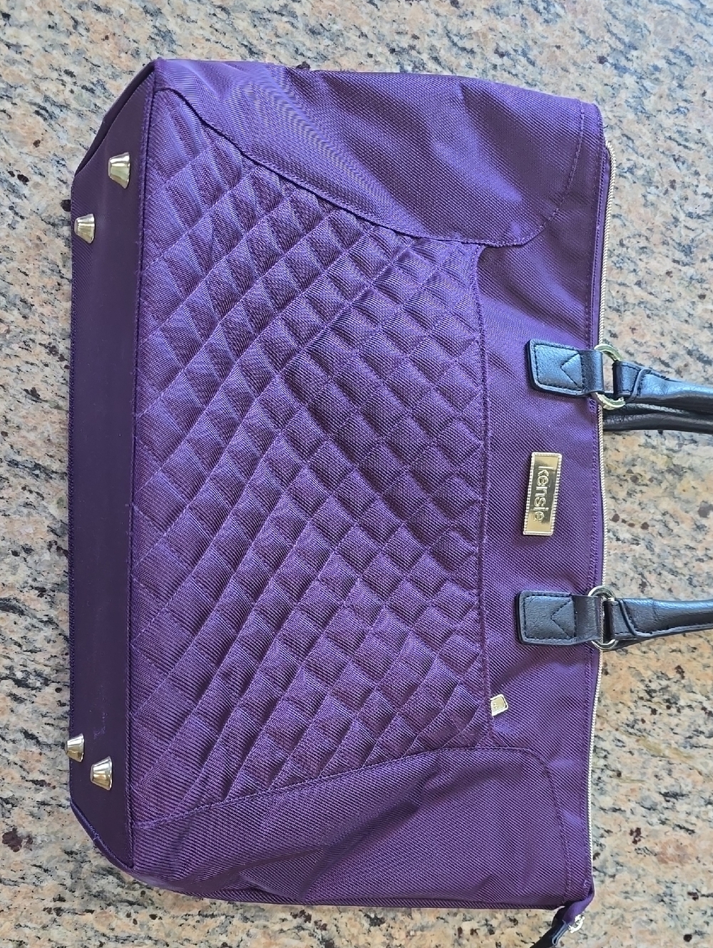 Purple Women's Tote Bag with Script Lining